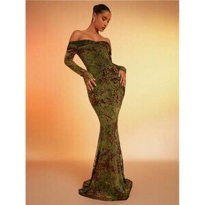 NEW - Elegant Twist Detail Off Shoulder Mermaid Hem‎ Dress